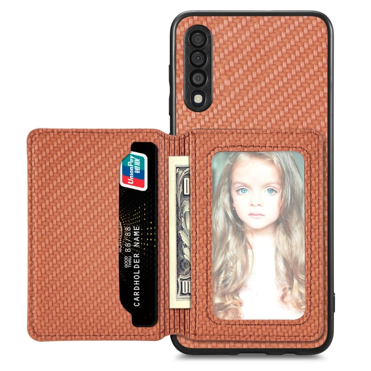 Custodia per telefono con borsa a portafoglio per carte magnetiche in fibra di carbonio, For Samsung Galaxy A13 4G, For Samsung Galaxy A13 5G, For Samsung Galaxy A22 4G, For Samsung Galaxy A50