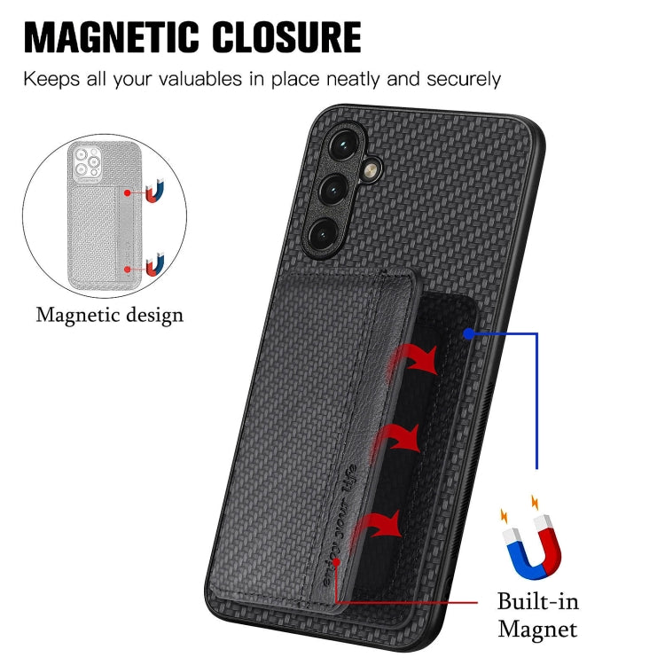 Custodia per telefono con borsa a portafoglio per carte magnetiche in fibra di carbonio, For Samsung Galaxy A54 5G