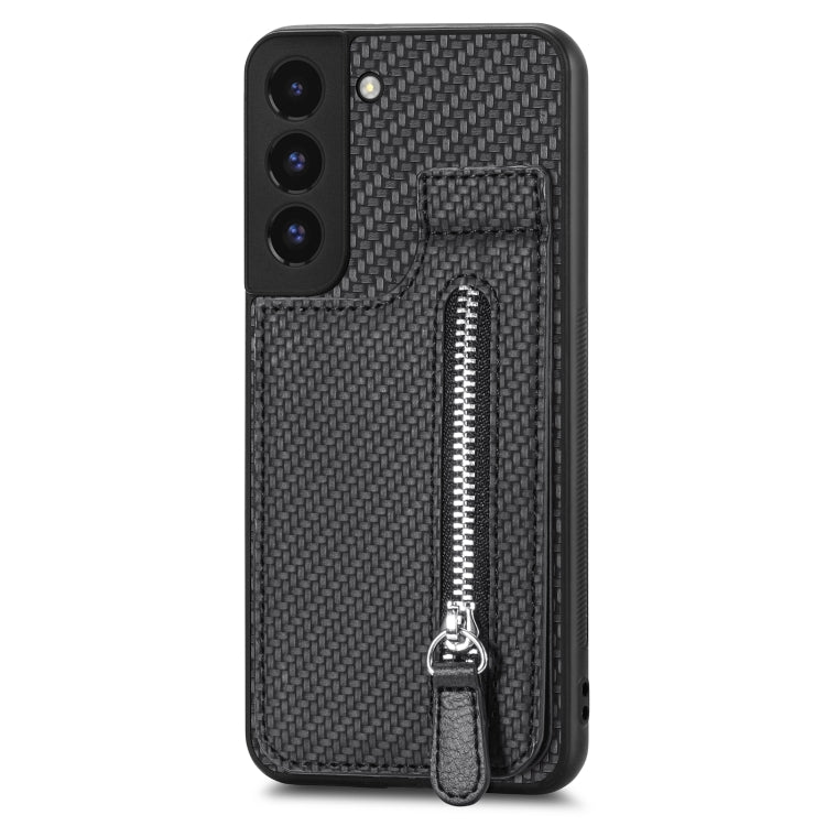 Custodia per cellulare a portafoglio con cerniera verticale in fibra di carbonio, For Samsung Galaxy S22 5G, For Samsung Galaxy S22+ 5G, For Samsung Galaxy S22 Ultra 5G, For Samsung Galaxy S21 5G