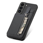 Custodia per cellulare a portafoglio con cerniera verticale in fibra di carbonio, For Samsung Galaxy S22 5G, For Samsung Galaxy S22+ 5G, For Samsung Galaxy S22 Ultra 5G, For Samsung Galaxy S21 5G
