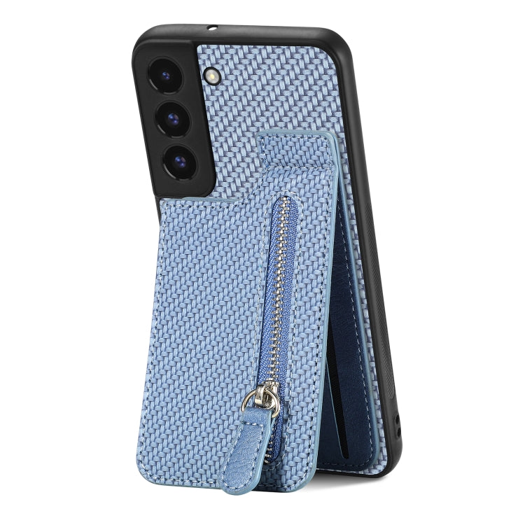 Custodia per cellulare a portafoglio con cerniera verticale in fibra di carbonio, For Samsung Galaxy S22 5G, For Samsung Galaxy S22+ 5G, For Samsung Galaxy S22 Ultra 5G, For Samsung Galaxy S21 5G