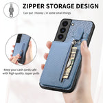 Custodia per cellulare a portafoglio con cerniera verticale in fibra di carbonio, For Samsung Galaxy S22 5G, For Samsung Galaxy S22+ 5G, For Samsung Galaxy S22 Ultra 5G, For Samsung Galaxy S21 5G