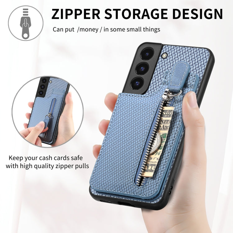Custodia per cellulare a portafoglio con cerniera verticale in fibra di carbonio, For Samsung Galaxy S22 5G, For Samsung Galaxy S22+ 5G, For Samsung Galaxy S22 Ultra 5G, For Samsung Galaxy S21 5G