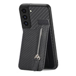 Custodia per cellulare a portafoglio con cerniera verticale in fibra di carbonio, For Samsung Galaxy S22 5G, For Samsung Galaxy S22+ 5G, For Samsung Galaxy S22 Ultra 5G, For Samsung Galaxy S21 5G