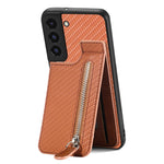 Custodia per cellulare a portafoglio con cerniera verticale in fibra di carbonio, For Samsung Galaxy S22 5G, For Samsung Galaxy S22+ 5G, For Samsung Galaxy S22 Ultra 5G, For Samsung Galaxy S21 5G