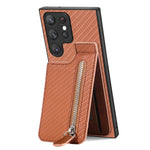 Custodia per cellulare a portafoglio con cerniera verticale in fibra di carbonio, For Samsung Galaxy S22 5G, For Samsung Galaxy S22+ 5G, For Samsung Galaxy S22 Ultra 5G, For Samsung Galaxy S21 5G