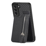 Custodia per cellulare a portafoglio con cerniera verticale in fibra di carbonio, For Samsung Galaxy S22 5G, For Samsung Galaxy S22+ 5G, For Samsung Galaxy S22 Ultra 5G, For Samsung Galaxy S21 5G