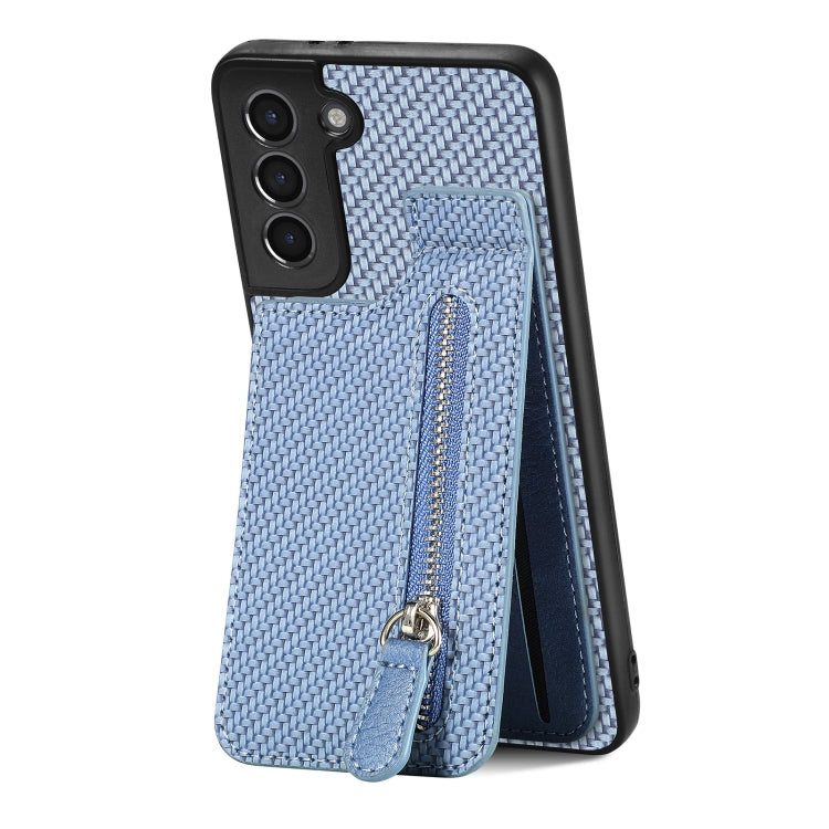 Custodia per cellulare a portafoglio con cerniera verticale in fibra di carbonio, For Samsung Galaxy S22 5G, For Samsung Galaxy S22+ 5G, For Samsung Galaxy S22 Ultra 5G, For Samsung Galaxy S21 5G
