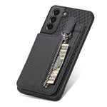 Custodia per cellulare a portafoglio con cerniera verticale in fibra di carbonio, For Samsung Galaxy S21+ 5G, For Samsung Galaxy S21 Ultra 5G, For Samsung Galaxy S20 FE, For Samsung Galaxy A04 4G