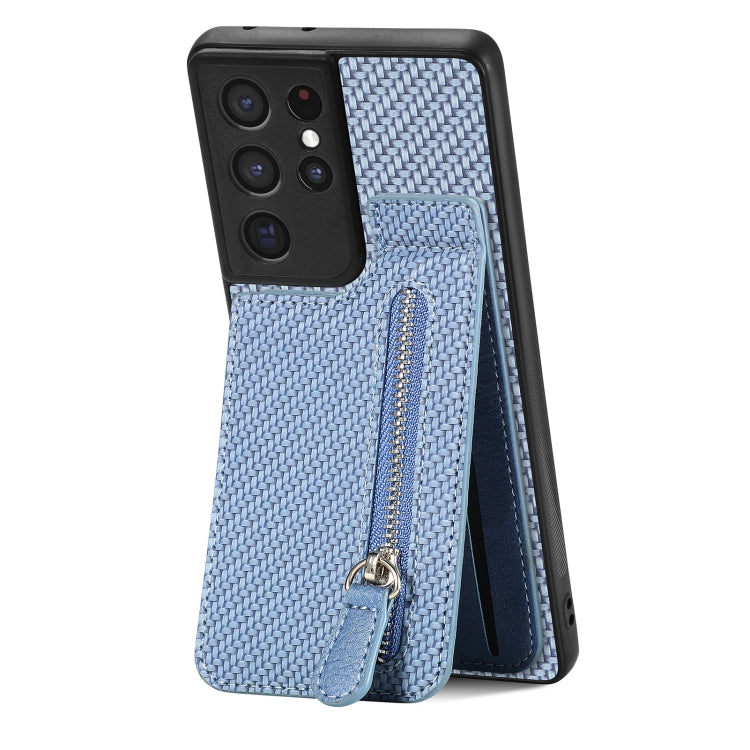 Custodia per cellulare a portafoglio con cerniera verticale in fibra di carbonio, For Samsung Galaxy S21+ 5G, For Samsung Galaxy S21 Ultra 5G, For Samsung Galaxy S20 FE, For Samsung Galaxy A04 4G