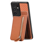 Custodia per cellulare a portafoglio con cerniera verticale in fibra di carbonio, For Samsung Galaxy S21+ 5G, For Samsung Galaxy S21 Ultra 5G, For Samsung Galaxy S20 FE, For Samsung Galaxy A04 4G