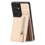 Custodia per cellulare a portafoglio con cerniera verticale in fibra di carbonio, For Samsung Galaxy S21+ 5G, For Samsung Galaxy S21 Ultra 5G, For Samsung Galaxy S20 FE, For Samsung Galaxy A04 4G
