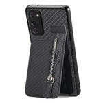 Custodia per cellulare a portafoglio con cerniera verticale in fibra di carbonio, For Samsung Galaxy S21+ 5G, For Samsung Galaxy S21 Ultra 5G, For Samsung Galaxy S20 FE, For Samsung Galaxy A04 4G