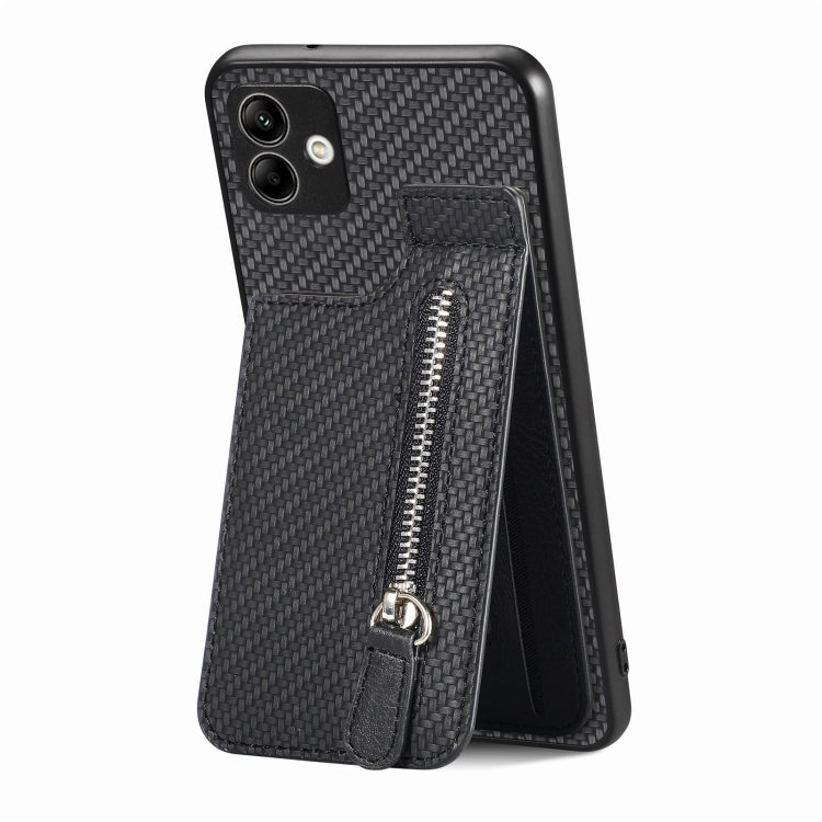 Custodia per cellulare a portafoglio con cerniera verticale in fibra di carbonio, For Samsung Galaxy S21+ 5G, For Samsung Galaxy S21 Ultra 5G, For Samsung Galaxy S20 FE, For Samsung Galaxy A04 4G