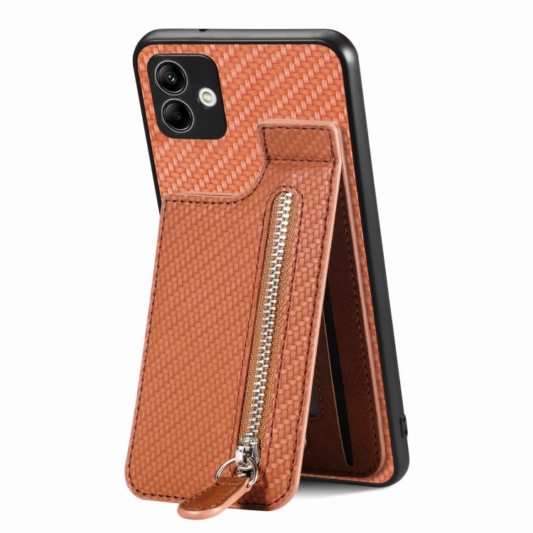 Custodia per cellulare a portafoglio con cerniera verticale in fibra di carbonio, For Samsung Galaxy S21+ 5G, For Samsung Galaxy S21 Ultra 5G, For Samsung Galaxy S20 FE, For Samsung Galaxy A04 4G