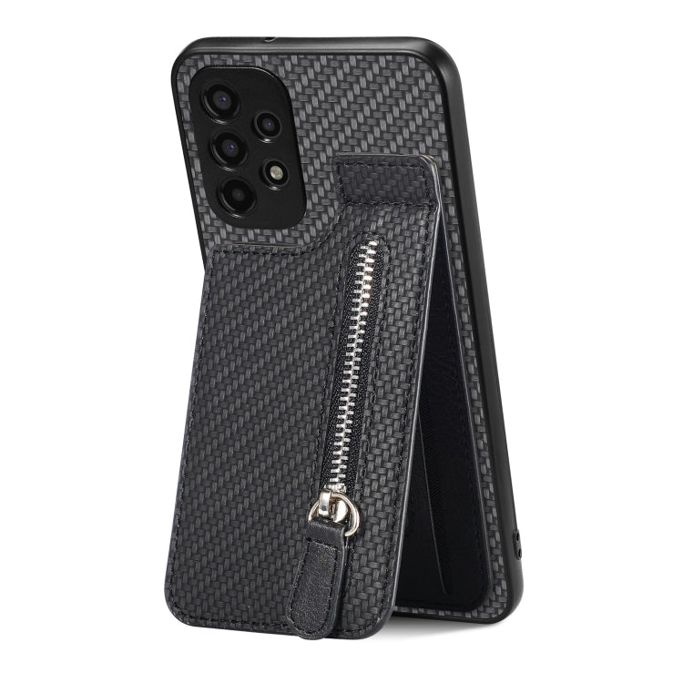 Custodia per cellulare a portafoglio con cerniera verticale in fibra di carbonio, For Samsung Galaxy A13 4G, For Samsung Galaxy A13 5G, For Samsung Galaxy A14 5G, For Samsung Galaxy A22 4G