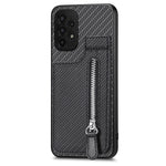 Custodia per cellulare a portafoglio con cerniera verticale in fibra di carbonio, For Samsung Galaxy A13 4G, For Samsung Galaxy A13 5G, For Samsung Galaxy A14 5G, For Samsung Galaxy A22 4G
