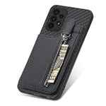 Custodia per cellulare a portafoglio con cerniera verticale in fibra di carbonio, For Samsung Galaxy A13 4G, For Samsung Galaxy A13 5G, For Samsung Galaxy A14 5G, For Samsung Galaxy A22 4G
