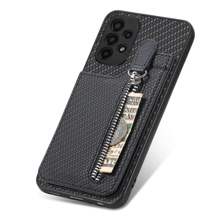 Custodia per cellulare a portafoglio con cerniera verticale in fibra di carbonio, For Samsung Galaxy A13 4G, For Samsung Galaxy A13 5G, For Samsung Galaxy A14 5G, For Samsung Galaxy A22 4G