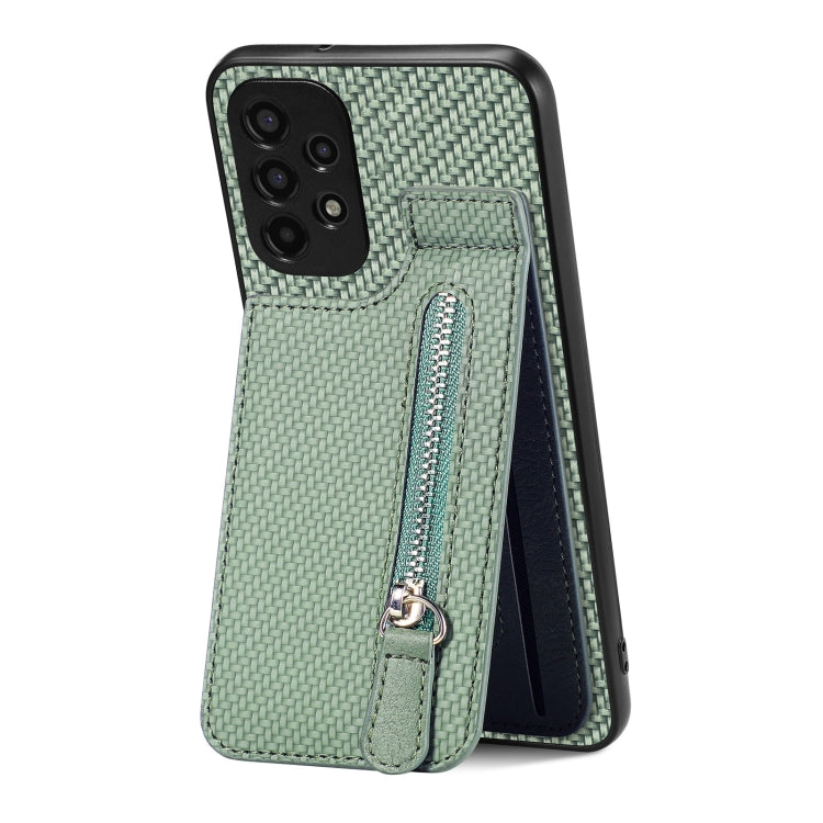 Custodia per cellulare a portafoglio con cerniera verticale in fibra di carbonio, For Samsung Galaxy A13 4G, For Samsung Galaxy A13 5G, For Samsung Galaxy A14 5G, For Samsung Galaxy A22 4G