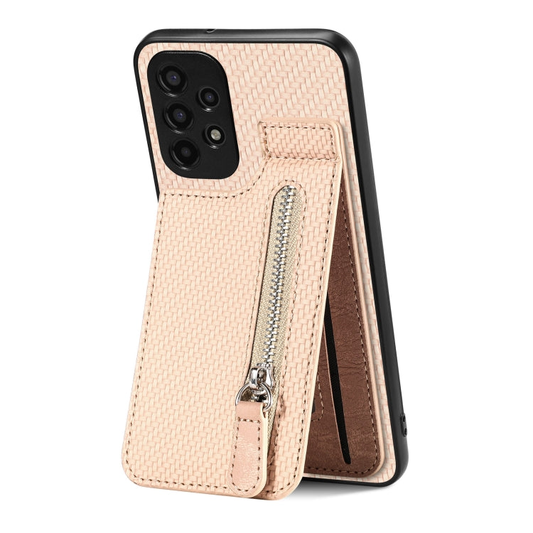 Custodia per cellulare a portafoglio con cerniera verticale in fibra di carbonio, For Samsung Galaxy A13 4G, For Samsung Galaxy A13 5G, For Samsung Galaxy A14 5G, For Samsung Galaxy A22 4G