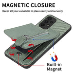 Custodia per cellulare a portafoglio con cerniera verticale in fibra di carbonio, For Samsung Galaxy A13 4G, For Samsung Galaxy A13 5G, For Samsung Galaxy A14 5G, For Samsung Galaxy A22 4G