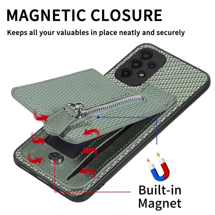 Custodia per cellulare a portafoglio con cerniera verticale in fibra di carbonio, For Samsung Galaxy A13 4G, For Samsung Galaxy A13 5G, For Samsung Galaxy A14 5G, For Samsung Galaxy A22 4G