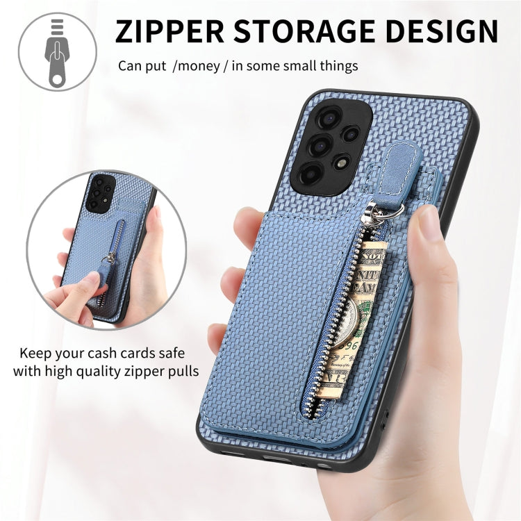 Custodia per cellulare a portafoglio con cerniera verticale in fibra di carbonio, For Samsung Galaxy A13 4G, For Samsung Galaxy A13 5G, For Samsung Galaxy A14 5G, For Samsung Galaxy A22 4G