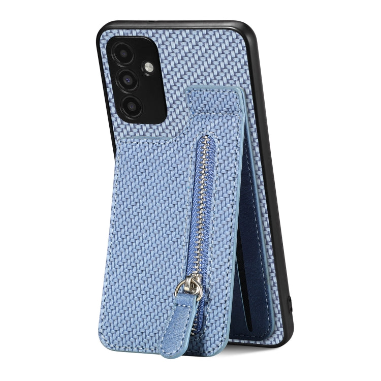 Custodia per cellulare a portafoglio con cerniera verticale in fibra di carbonio, For Samsung Galaxy A13 4G, For Samsung Galaxy A13 5G, For Samsung Galaxy A14 5G, For Samsung Galaxy A22 4G
