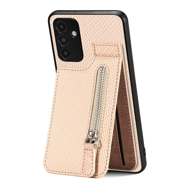 Custodia per cellulare a portafoglio con cerniera verticale in fibra di carbonio, For Samsung Galaxy A13 4G, For Samsung Galaxy A13 5G, For Samsung Galaxy A14 5G, For Samsung Galaxy A22 4G