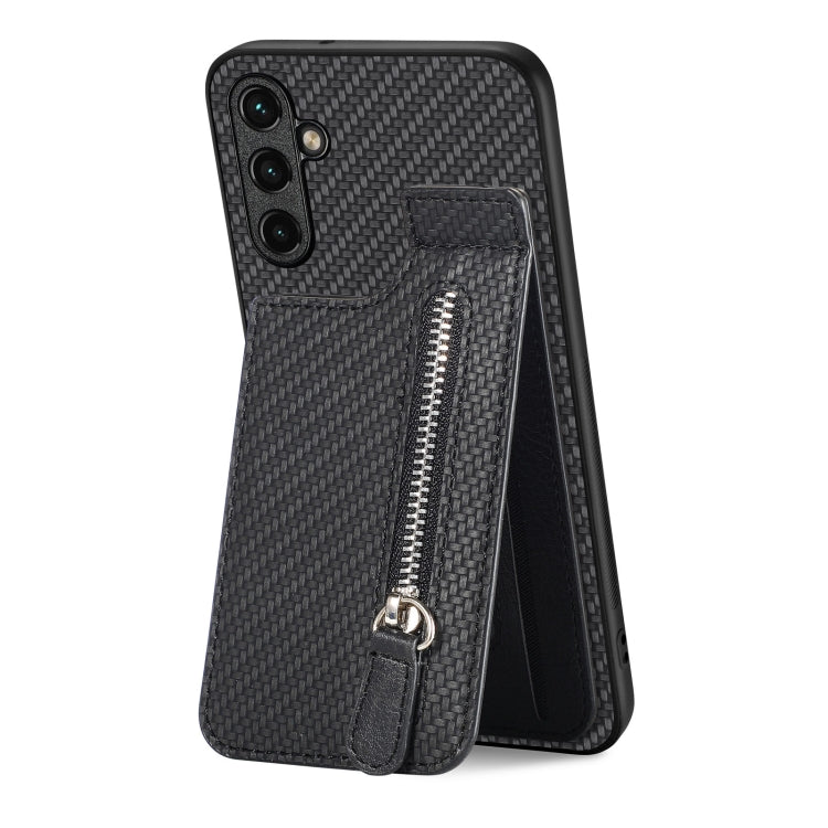 Custodia per cellulare a portafoglio con cerniera verticale in fibra di carbonio, For Samsung Galaxy A13 4G, For Samsung Galaxy A13 5G, For Samsung Galaxy A14 5G, For Samsung Galaxy A22 4G