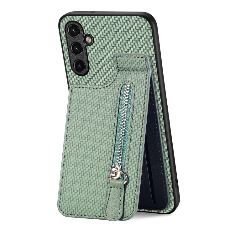 Custodia per cellulare a portafoglio con cerniera verticale in fibra di carbonio, For Samsung Galaxy A13 4G, For Samsung Galaxy A13 5G, For Samsung Galaxy A14 5G, For Samsung Galaxy A22 4G