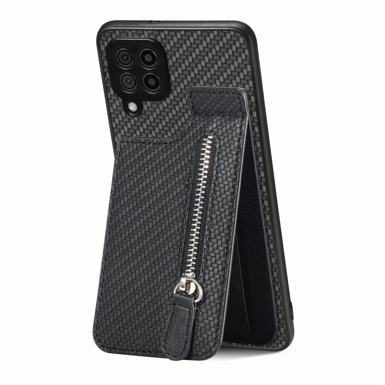 Custodia per cellulare a portafoglio con cerniera verticale in fibra di carbonio, For Samsung Galaxy A13 4G, For Samsung Galaxy A13 5G, For Samsung Galaxy A14 5G, For Samsung Galaxy A22 4G