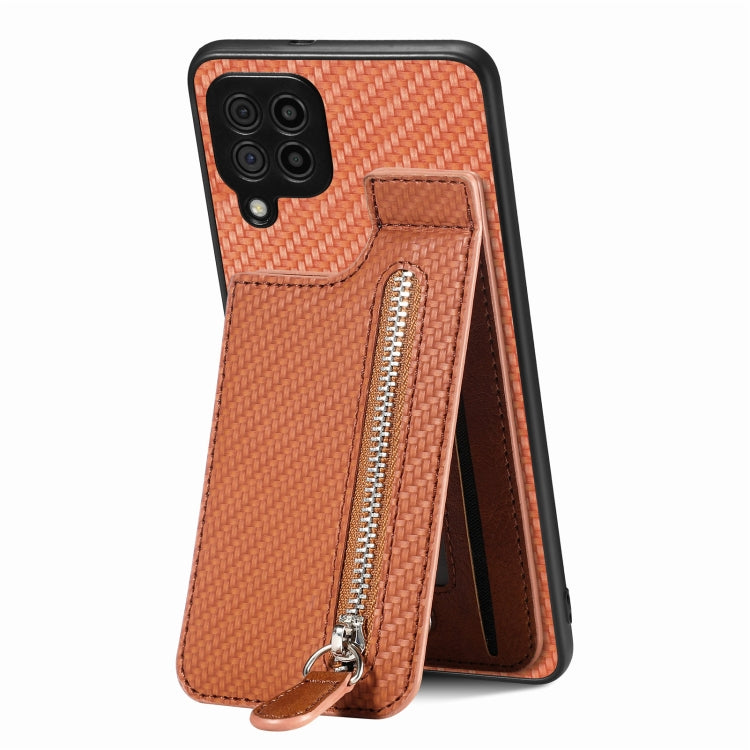 Custodia per cellulare a portafoglio con cerniera verticale in fibra di carbonio, For Samsung Galaxy A13 4G, For Samsung Galaxy A13 5G, For Samsung Galaxy A14 5G, For Samsung Galaxy A22 4G
