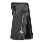 Custodia per cellulare a portafoglio con cerniera verticale in fibra di carbonio, For Samsung Galaxy A50