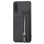 Custodia per cellulare a portafoglio con cerniera verticale in fibra di carbonio, For Samsung Galaxy A50