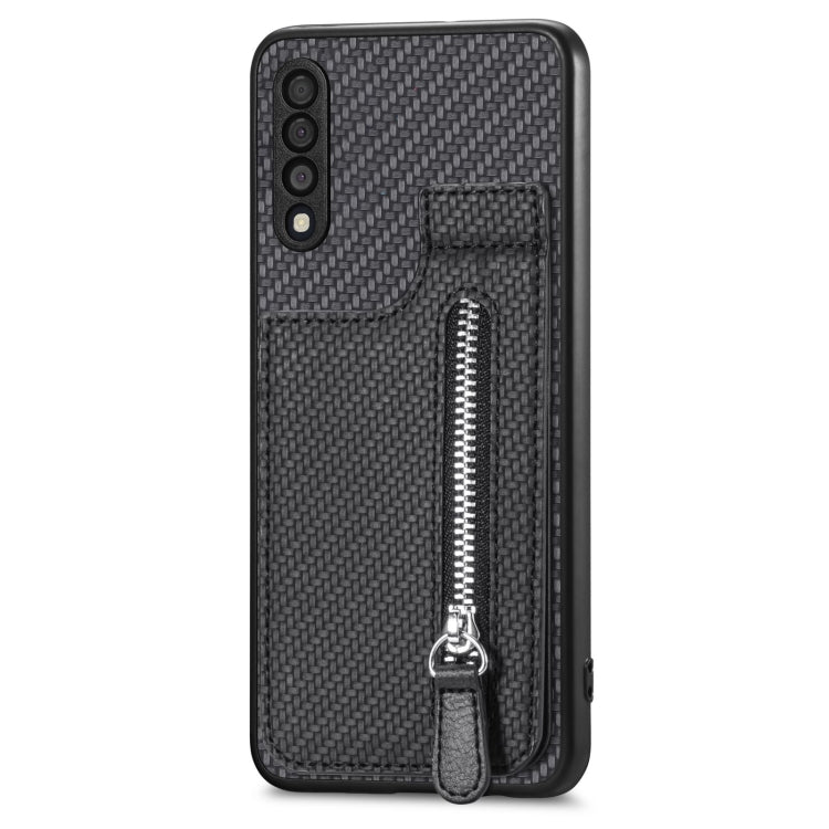 Custodia per cellulare a portafoglio con cerniera verticale in fibra di carbonio, For Samsung Galaxy A50