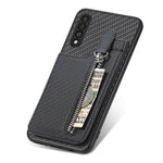 Custodia per cellulare a portafoglio con cerniera verticale in fibra di carbonio, For Samsung Galaxy A50