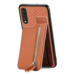Custodia per cellulare a portafoglio con cerniera verticale in fibra di carbonio, For Samsung Galaxy A50