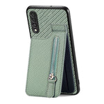 Custodia per cellulare a portafoglio con cerniera verticale in fibra di carbonio, For Samsung Galaxy A50