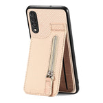 Custodia per cellulare a portafoglio con cerniera verticale in fibra di carbonio, For Samsung Galaxy A50