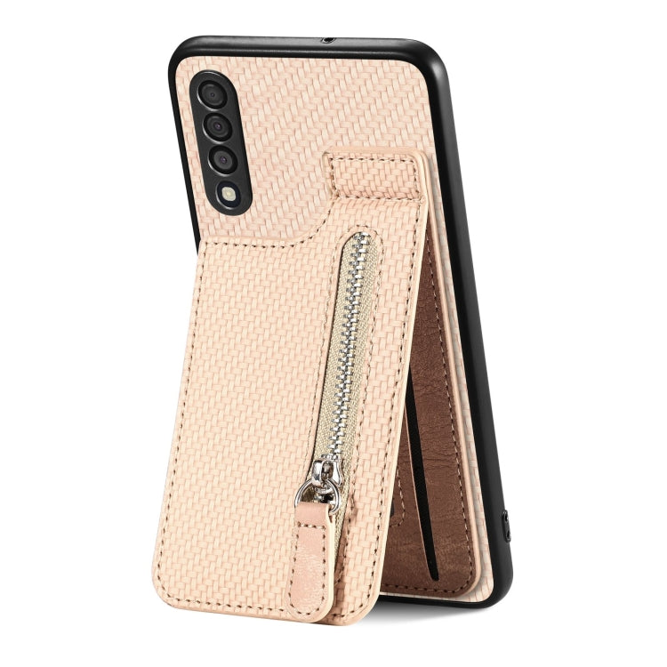 Custodia per cellulare a portafoglio con cerniera verticale in fibra di carbonio, For Samsung Galaxy A50