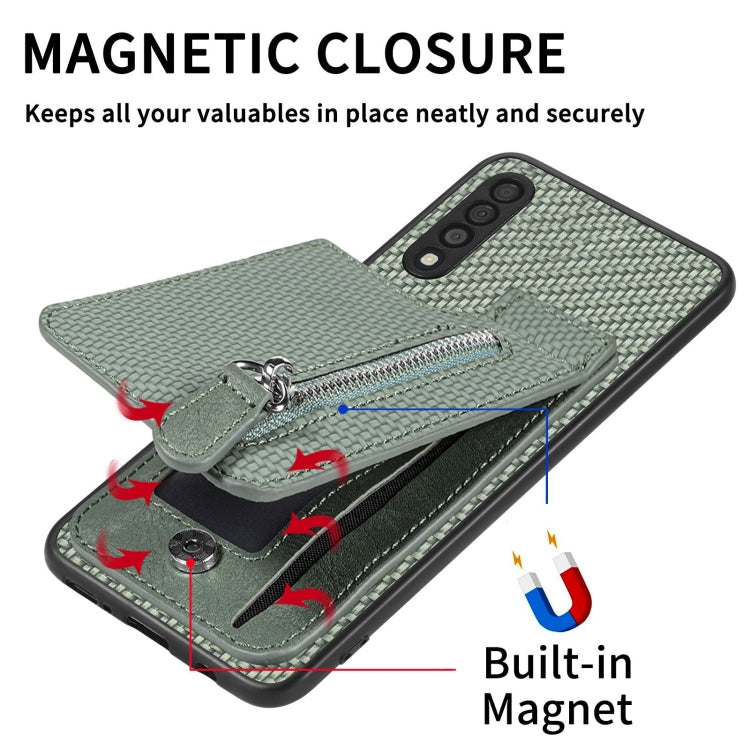 Custodia per cellulare a portafoglio con cerniera verticale in fibra di carbonio, For Samsung Galaxy A50
