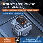 Kit vivavoce per auto vivavoce per lettore MP3 T16, caricabatterie rapido senza fili Bluetooth 5.1 FM, T16 Bluetooth 5.1