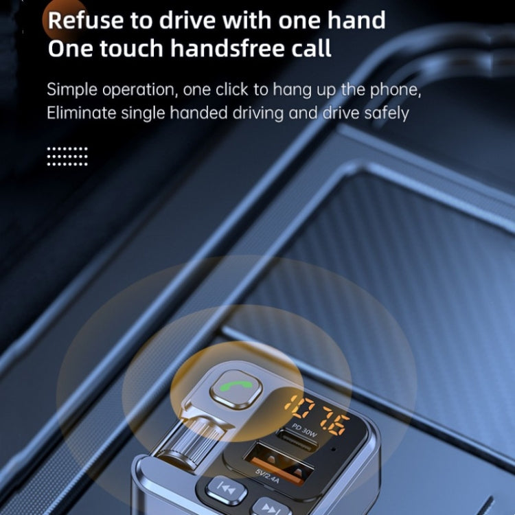Kit vivavoce per auto vivavoce per lettore MP3 T16, caricabatterie rapido senza fili Bluetooth 5.1 FM, T16 Bluetooth 5.1