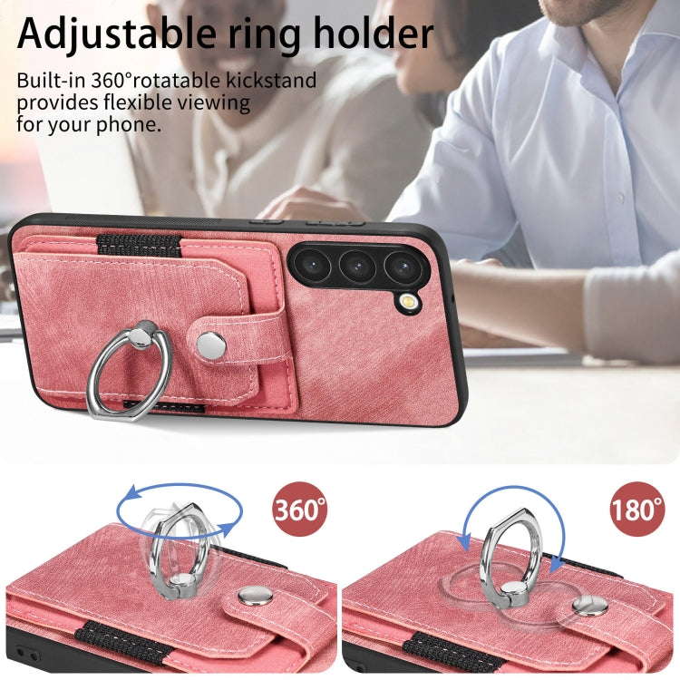 Retro cassa del telefono del raccoglitore della carta dell'anello di pelle-tatto, For Samsung Galaxy S23+ 5G, For Samsung Galaxy S23 Ultra 5G, For Samsung Galaxy S20+, For Samsung Galaxy S20 FE