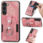 Retro cassa del telefono del raccoglitore della carta dell'anello di pelle-tatto, For Samsung Galaxy S21 FE 5G, For Samsung Galaxy S21 5G, For Samsung Galaxy S21+ 5G, For Samsung Galaxy S21 Ultra 5G