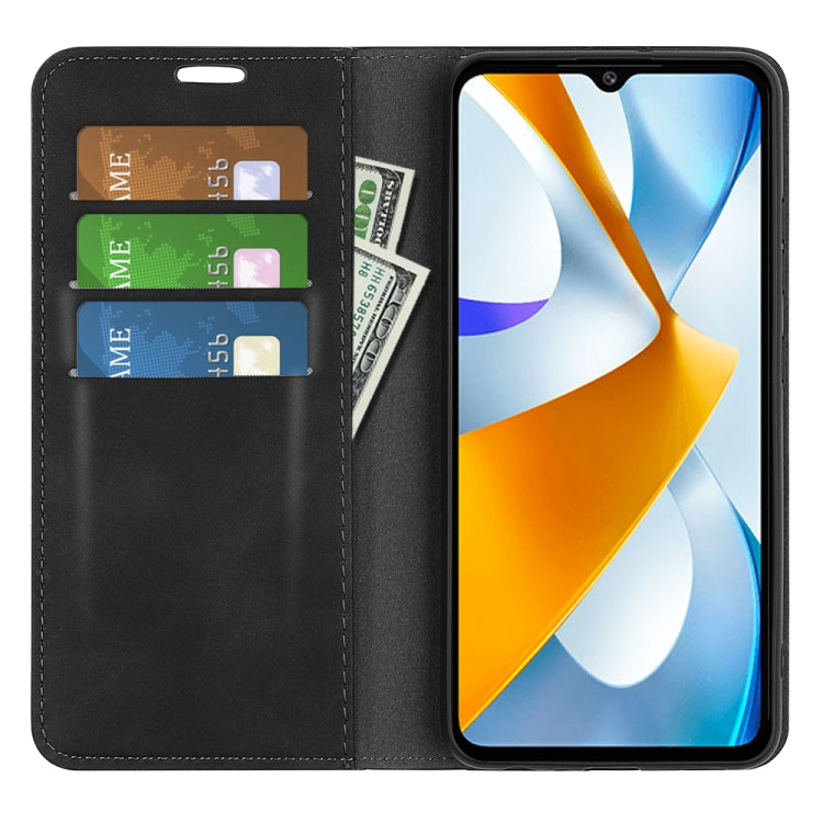 Per Xiaomi Poco C40 Custodia per telefono in pelle con aspirazione magnetica retro-pelle, For Xiaomi Poco C40