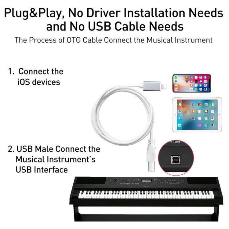 Cavo MIDI da 8 pin a USB-B da 1 m per iPad / iPhone, 8 Pin