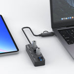Hub USB 3.0 e Type-C 7 porte con funzione OTG